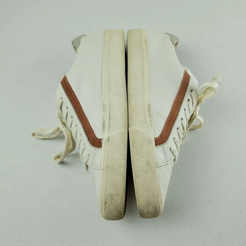 Madewell Sidewalk Low-Top Sneakers Soft Leather Lace Up Shoes 8 Womens White